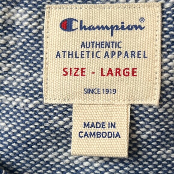 Champion Womens Blue Long-Sleeve Raglan Knit Pullover Sweatshirt Size L Cozy - Picture 10 of 15